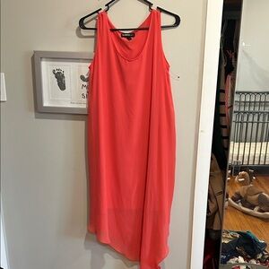 Glamour Coral Asymmetrical Hem Sleeveless Dress
